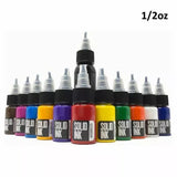 SOLID INK Tattoo Ink Professional Mini Travel Set of 12 Colors 1/2oz Bottle