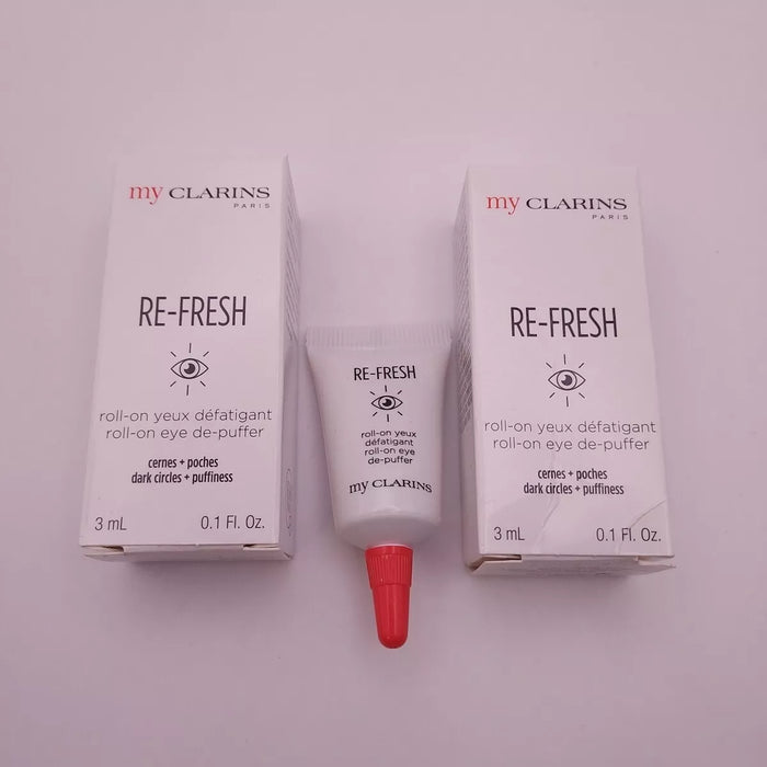 LOT OF 2 Clarins My Clarins Re Fresh Roll On Eye De Puffer .1oz