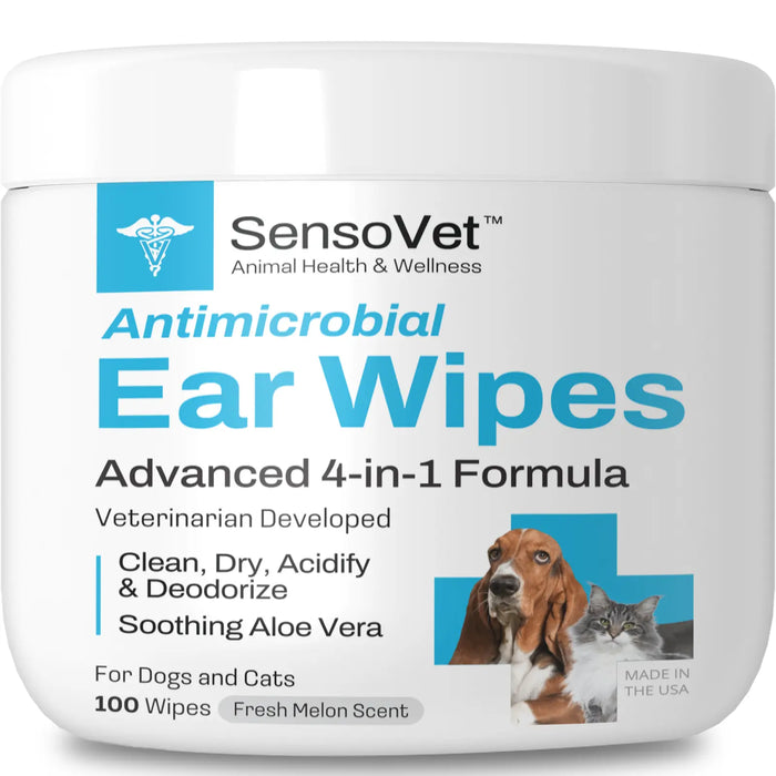 SensoVet Dog Ear Wipes Advanced 4 in 1 Cleaning Solution Prevent Ear Infections