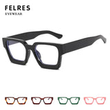 FELRES Thick Frame Myopia Nearsighted Glasses Men Women Anti Blue Light Retro Glasses