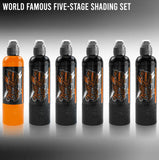 WORLD FAMOUS TATTOO INK Five 5 Stage Tattoo Ink Special Shading Set of 6 Bottles 4oz