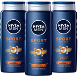 NIVEA MEN Sport Body Wash with Revitalizing Minerals, 16.9 Fl Oz Bottle Pack of 3