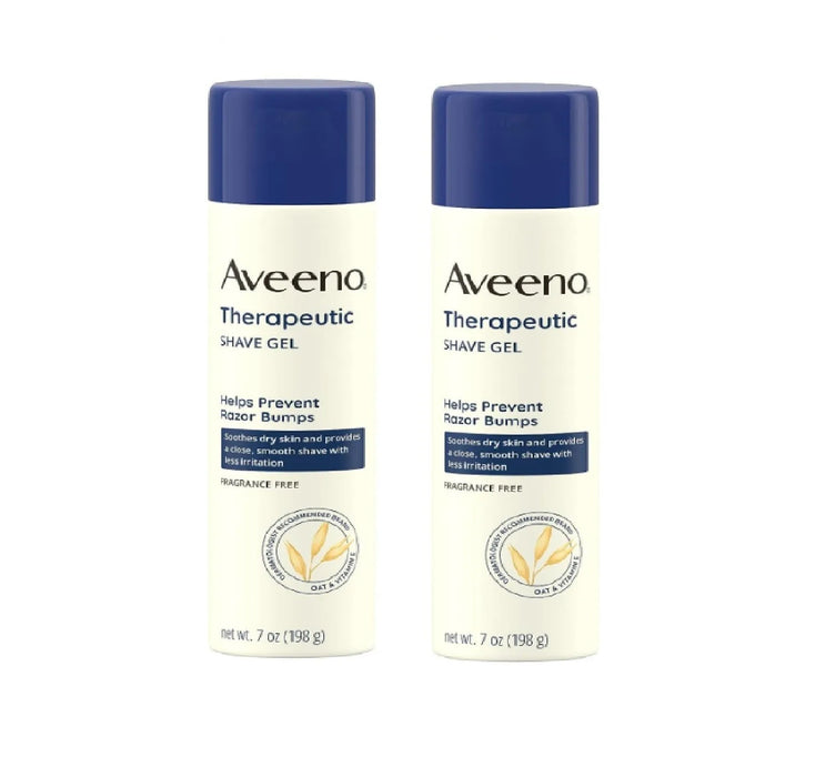 AVEENO Therapeutic Shave Gel with Oat and Vitamin E to Help Prevent Razor Bumps, Soothes Dry Skin and Provides a Close, Smooth Shave with Less Irritation, Fragrance-Free, 7 oz