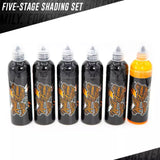 WORLD FAMOUS TATTOO INK Five 5 Stage Tattoo Ink Special Shading Set of 6 Bottles 4oz