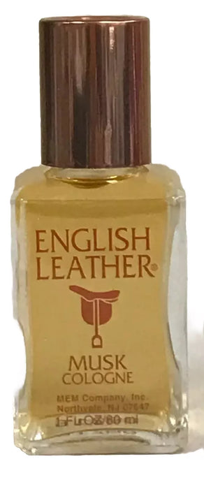 2 Bottles English Leather MUSK  by MEM 1 oz original glass bottle 90s