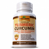 BEST HERB Premium Turmeric Curcumin 500mg Capsules with Black Pepper - 60 Count