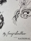 NATIONAL Original Traditional Vintage 1981 National Tattoo Flash Sheet Jerry Swallow