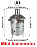 Srendi Small Medium Large 15L 60L 90L Litre Metal Galvanised Garden Incinerator Fire Bin Burning Leaves Paper Wood Rubbish Dustbin Shovel and Poker