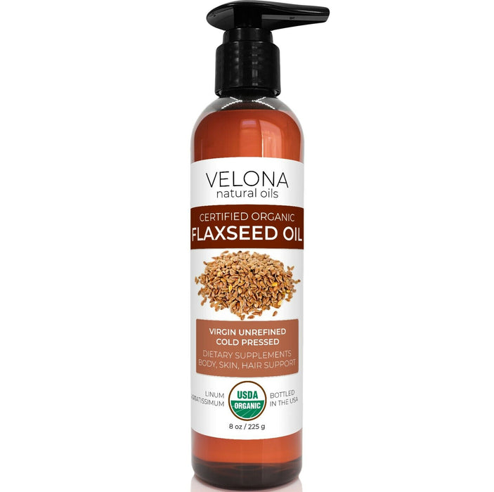 VELONA Flax Seed Oil 8 Oz Unrefined Organic Cold Pressed 100 Pure Velona