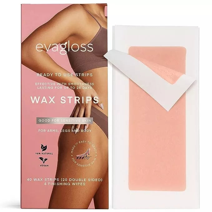 Wax Strips for Hair Removal - 40 Body Wax Strips Arms Legs Bikini 98% Natural