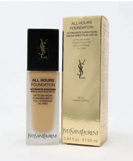 YSL All Hours Foundation W/ SPF20 Matte (0.84oz / 25ml) BD 55 Warm Toffee, NEW