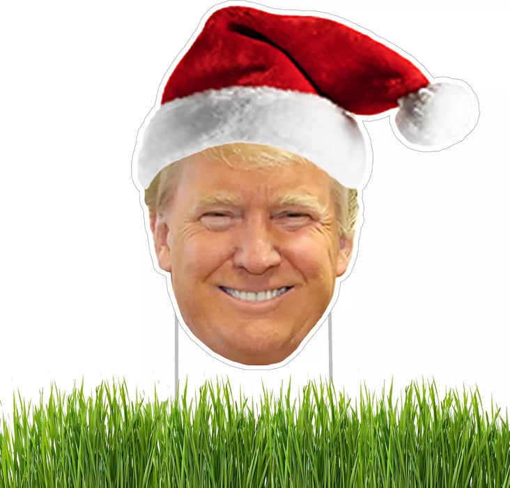 Funny Trump Santa Hat Cut Out JD Vance 2024 Yard Sign with H Stake for President