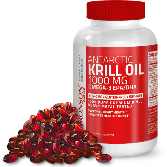 BRONSON Antarctic Krill Oil 1000mg with Omega-3s EPA, DHA and Astaxanthin