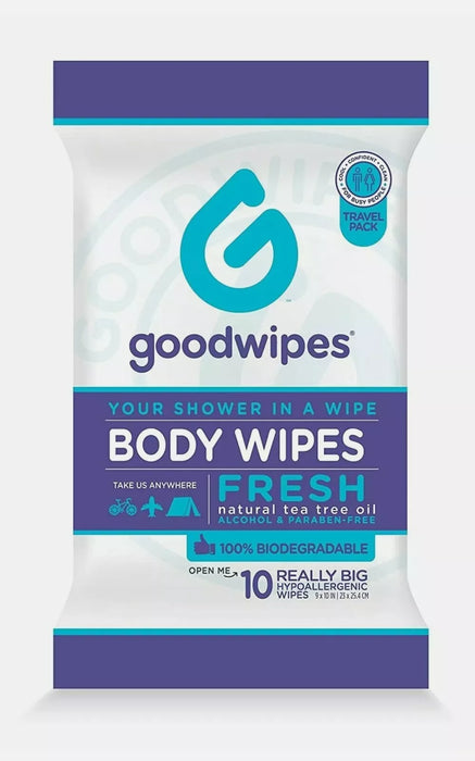 Goodwipes Body Wipes,TravelPack FreshScent, 10 WipePack,1ea (Pack of 2)