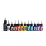 SOLID INK Tattoo Ink Professional Mini Travel Set of 12 Colors 1/2oz Bottle