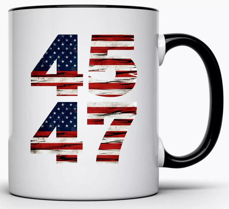 45 47 Trump 2024 Christmas Mug Gift Coffee Ceramic Cup Donald Trump President