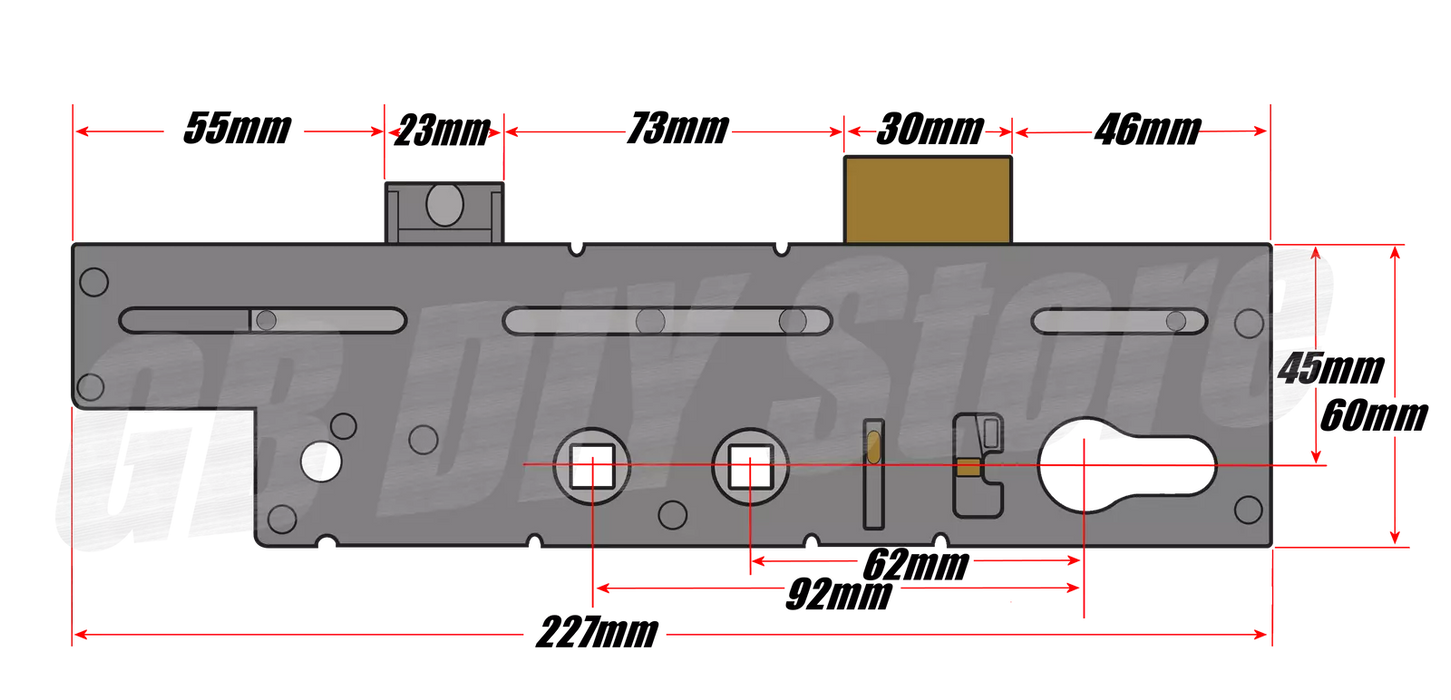 Fullex Crimebeater Door Lock Gearbox Centre Case Replacement 45mm Double Spindle