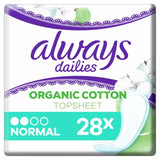 Always Dailies Organic Cotton Topsheet Liners Normal Pack of 28