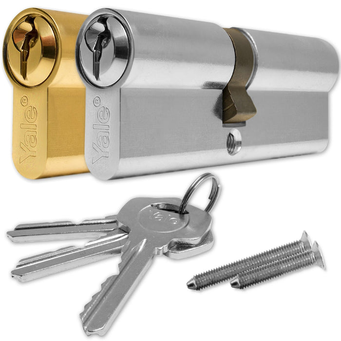 YALE Euro Cylinder Door Lock uPVC Aluminium Timber Door Barrel 6 Pin - Colour: Nickel Plated, Size:40-50, Extra Keys: 2 Extra Keys (5 In Total)