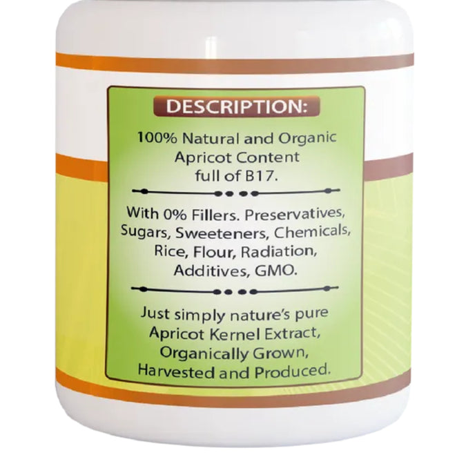 APRICOT Seed Bitter Extract Kernels B17 Vitamins Rich Non-GMO Organic 1x 500mg