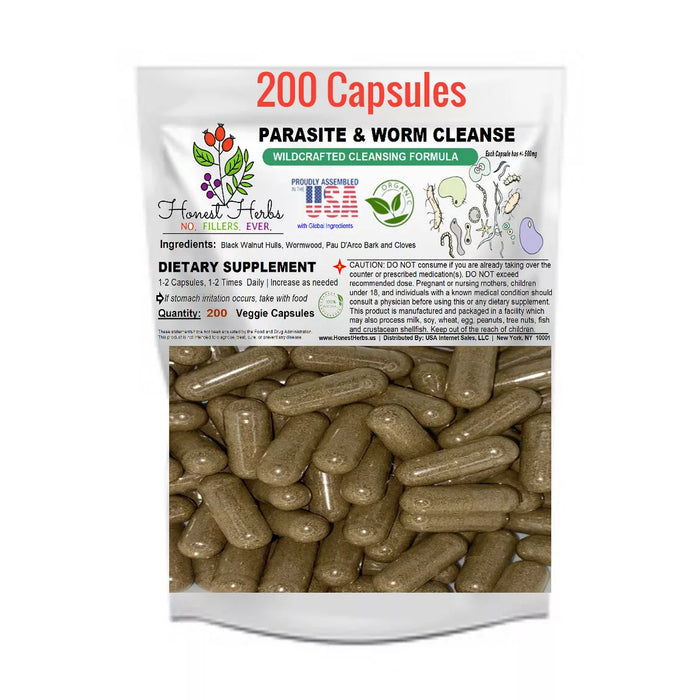 Worm & Parasite Blend - Natural Cleanse Formula - 500mg - 200 Veggie Caps