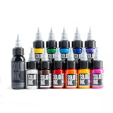 SOLID INK Tattoo Ink Professional Mini Travel Set of 12 Colors 1/2oz Bottle