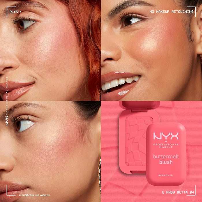 NYX Buttermelt Powder Blush, Fade and Transfer-Resistant Blush, up to 12HR Makeup