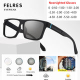 FELRES Sports Square Photochromic Myopia Nearsighted Glasses For Men TR90 Sunglasses