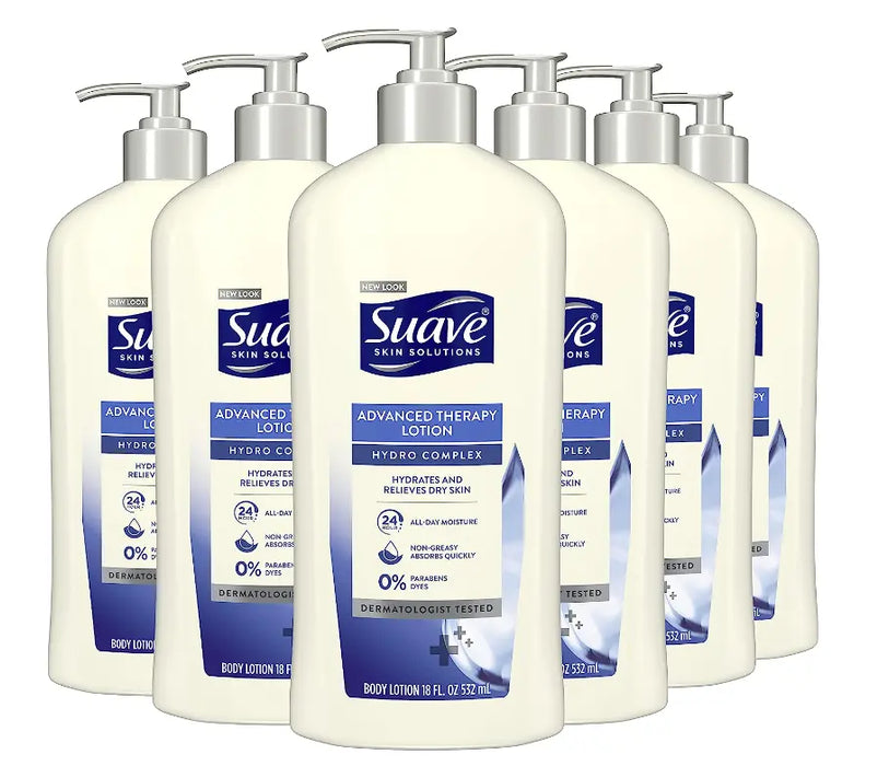 SUAVE Skin Solutions Body Lotion, Advanced Therapy, 18 Fl Oz (Pack of 6)