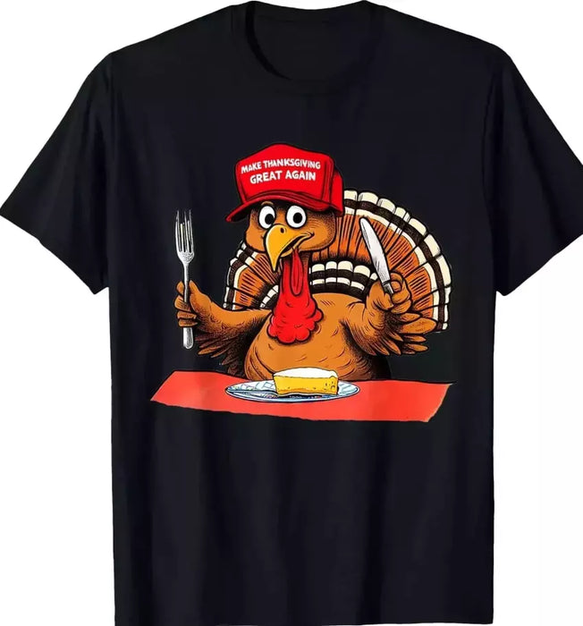 Make Thanksgiving Great Again Funny Donald Trump Turkey 2024 T-Shirt Unisex