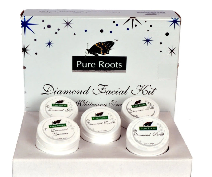 PURE ROOTS Diamond Facial Kit Skin Whitening Herbal Facial Kit 100 gram