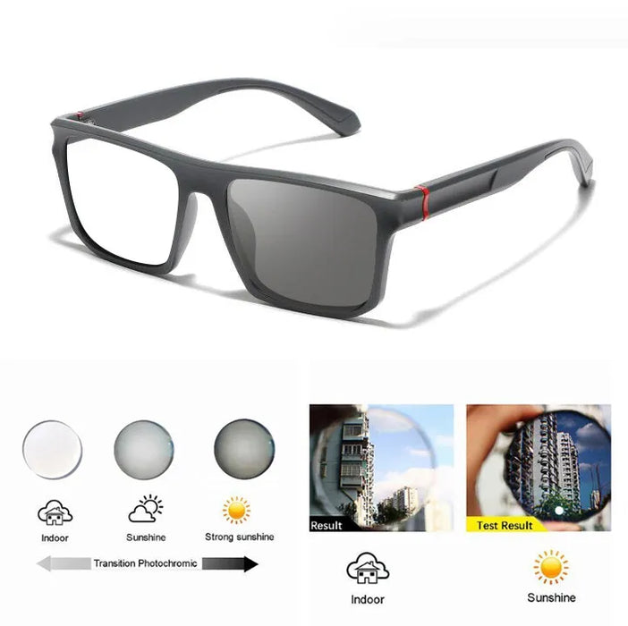 FELRES Sports Square Photochromic Myopia Nearsighted Glasses For Men TR90 Sunglasses