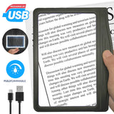 MAGNIPROS [Rechargeable] 5X Large Ultra Bright LED Page Magnifier with 3 Color Light Modes