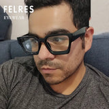 FELRES Thick Frame Myopia Nearsighted Glasses Men Women Anti Blue Light Retro Glasses