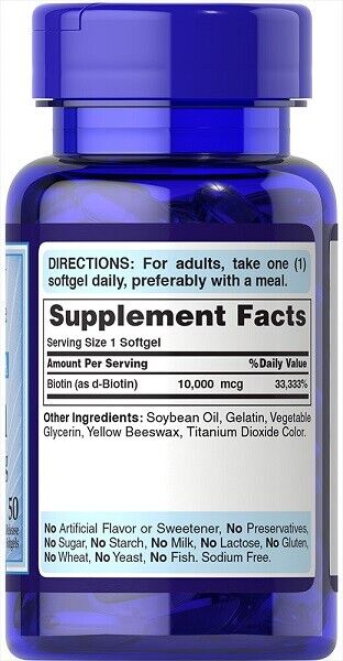 PURITANS PRIDE Biotin 10,000 mcg 50 Soft Capsule