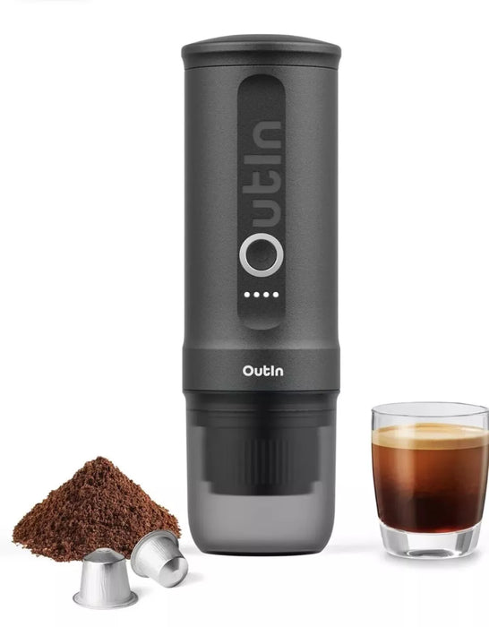 OUTIN Nano Portable Electric Espresso Machine 3-4 Min Self-Heating, Space Grey