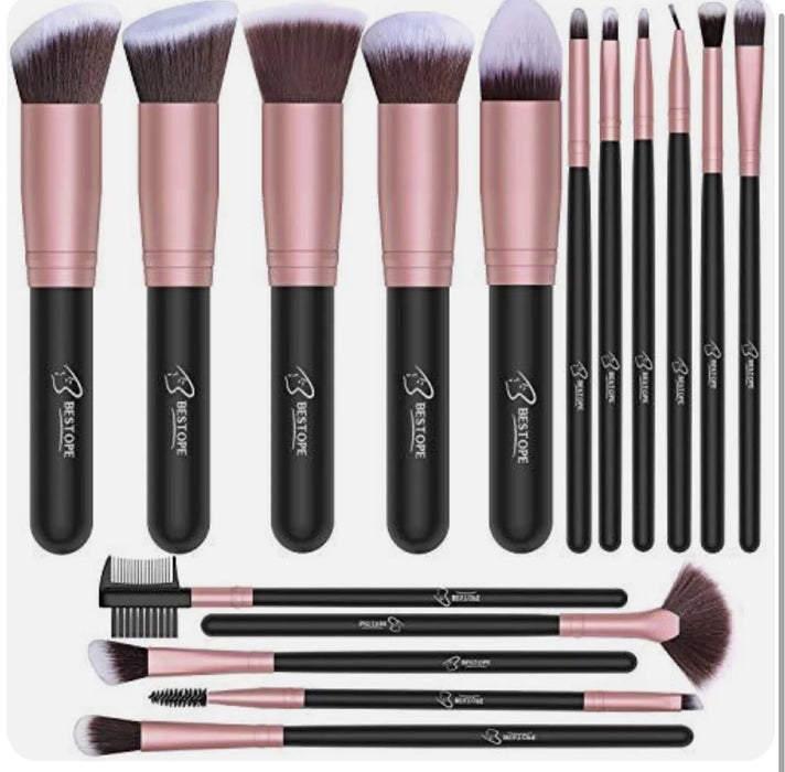 BESTOPE Makeup Brushes 16 PCs Makeup Brush Set Premium Synthetic Foundation