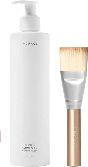 NuFACE Hydrating Aqua Gel Activator W/Hyaluronic Acid 10 oz+FREE Brush