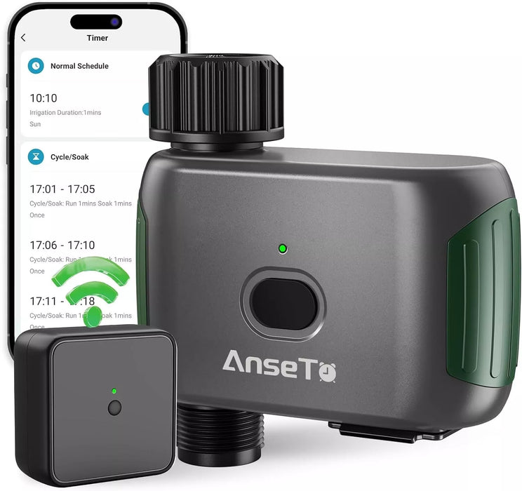 ANSETO Wifi Water Timer for Garden Irrigation System, Hose Timer for Lawn Watering System