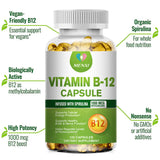 MENXI Vitamin B-12 Complex, B Vitamins for Energy, Cardio, Eyes & Nervous System Pills