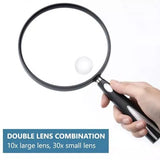 ENYSAON Handheld Magnifying Glass for Reading 10x 30x Handheld Magnifier 110mm Shatte...