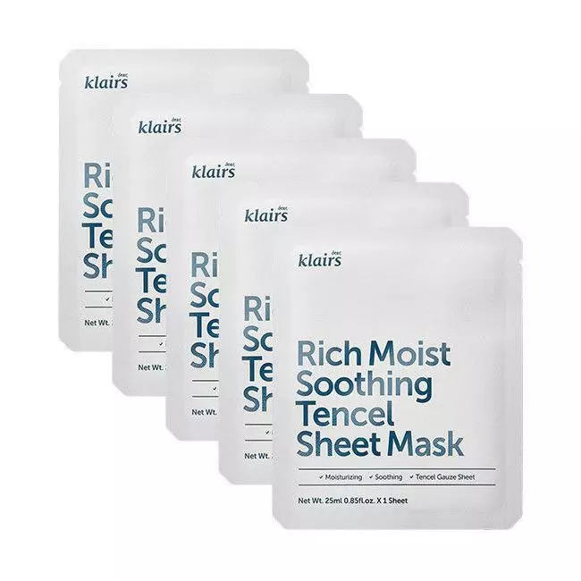 KLAIRS Rich Moist Soothing Tencel Sheet Mask 25mL * 5pcs