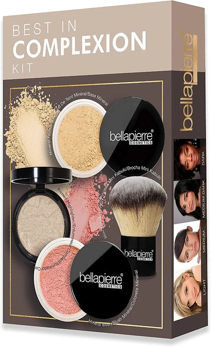 bellapierre Best in Complexion Kit | 5-in-1 Mineral Foundation, Blush, Medium