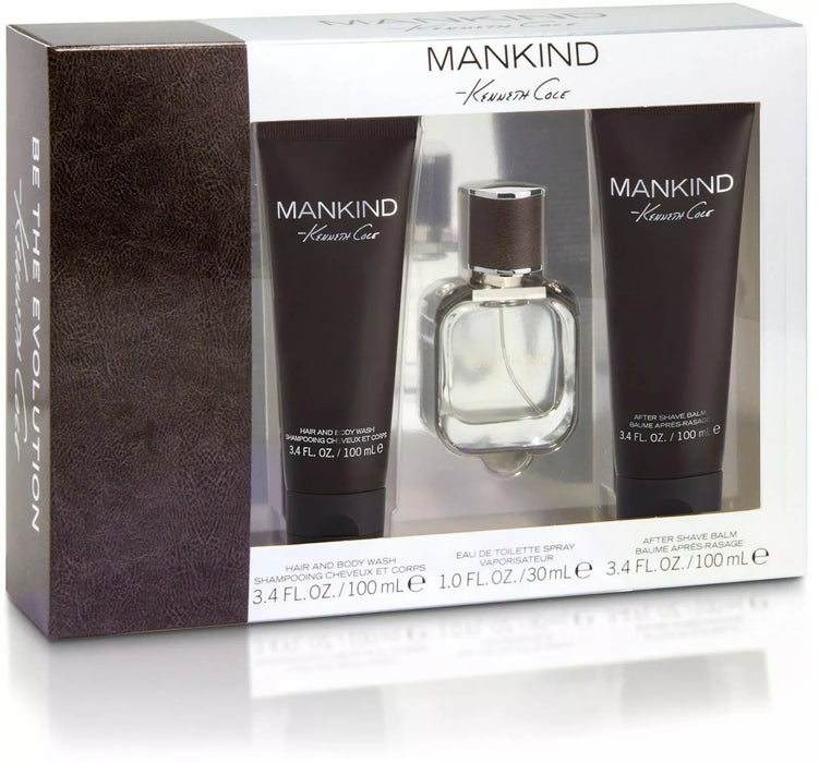 KENNETH COLE 3pc Kenneth Cole Mankind 1oz EDT Men Spray Wash/Balm