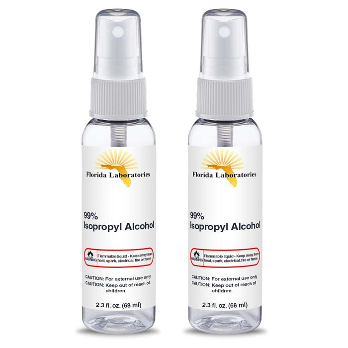 ISOPROPYL ALCOHOL 99% 2.3 oz Spray -Travel Size - Pack of Two- USA Made