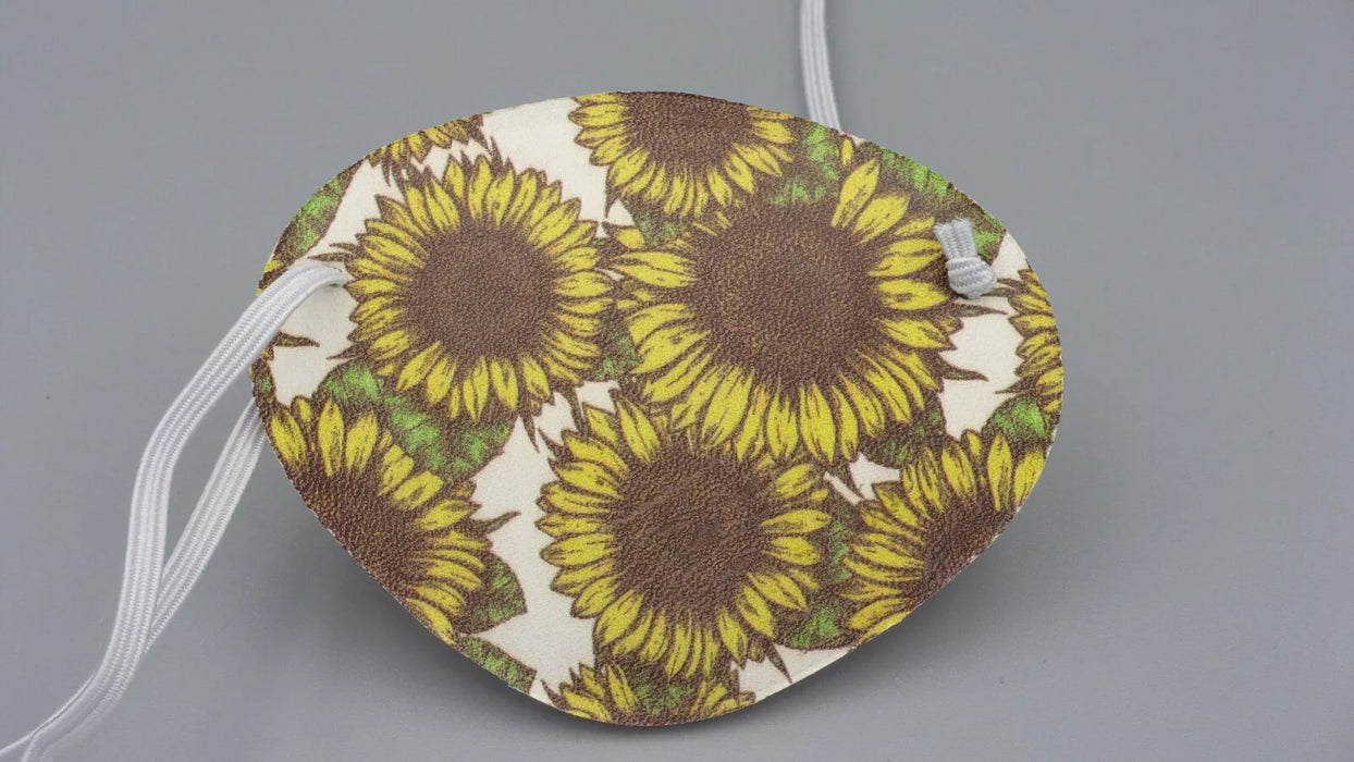 THE BEST EYE PATCH World's Best Eye Patch, Embossed Leather Sunflowers B6 with Replaceable Elastic
