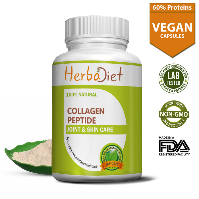 HERBADIET Hydrolyzed Collagen Capsules Type 1 Bovine Peptides Hair, Skin, Nails & Joints