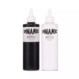 DYNAMIC COLOR CO. 8oz Dynamic Black & White Tattoo Ink Combo With Free After Inked Pillow Pack