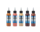 FUSION Dark Flesh Tone Set - Fusion Tattoo Inks - 5 Colors 1/2oz Bottles