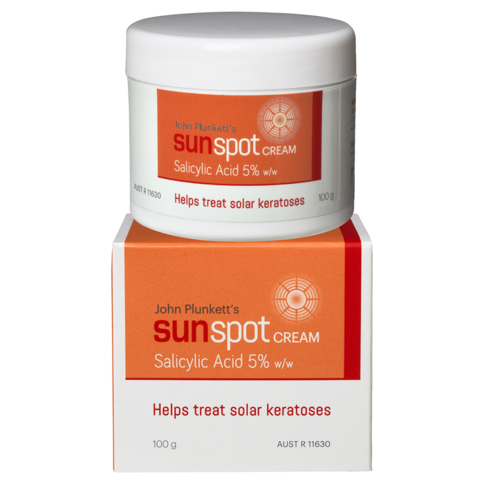 John Plunkett's Sunspot Cream 100g Treat Solar Keratoses Rough Skin Non-Greasy